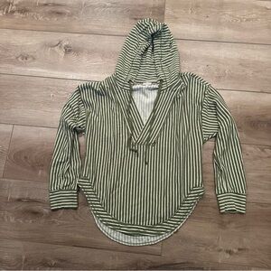 Pilcro Wharfside Hooded Sweatshirt - Green Stripe - Medium